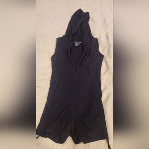 Warrior Within Black Bamboo Katana Shortsie - Black Hooded Romper M